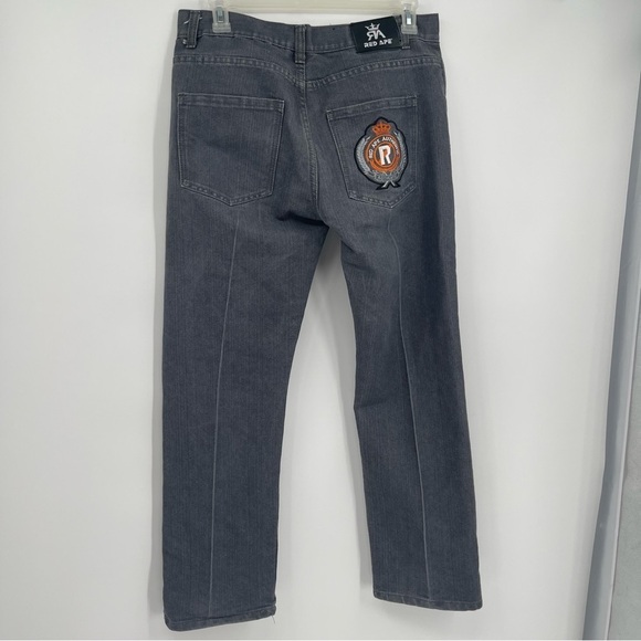 Red Ape Jeans Mens Size 36 X 31 Gray Patches Y2k Hip Hop 5 Pocket Style - Picture 6 of 10